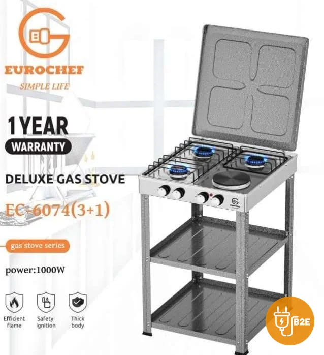Eurochef Deluxe Gas Stove 3+1 with Stand (EC-6074)