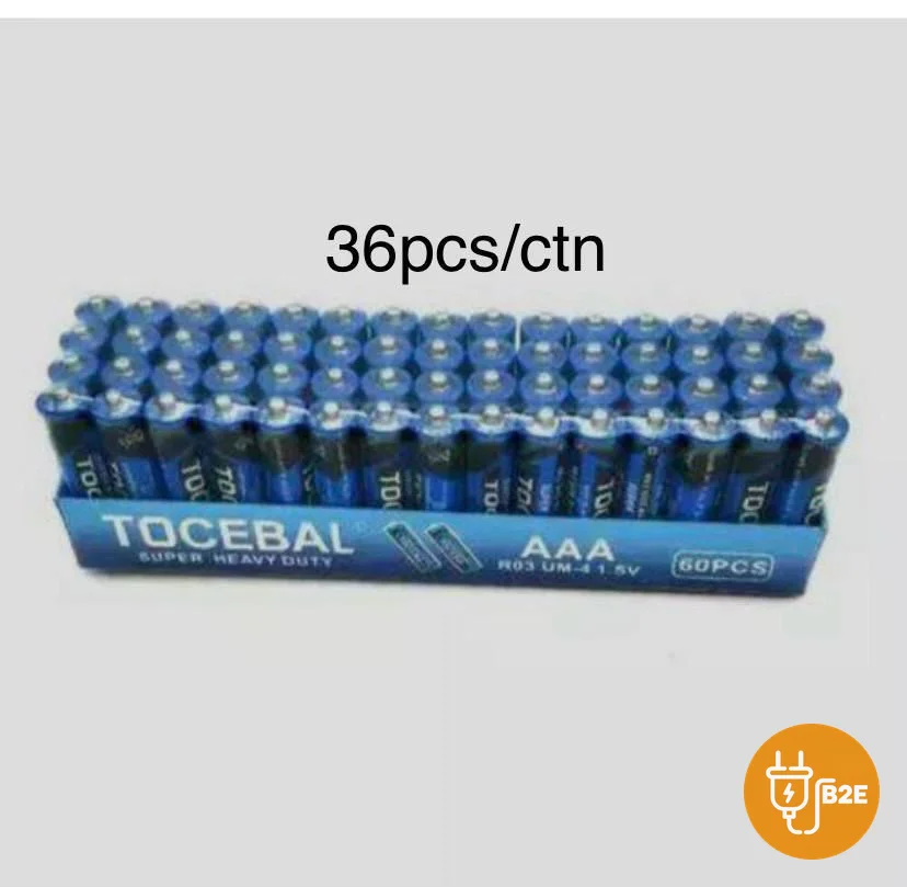 Toceba Super Heavy Duty AAA Batteries (Tray of 60)