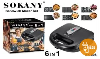 Sokany 6-in-1 Sandwich Maker Set (SK-908)