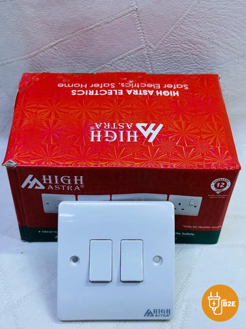 High Astra 2-Gang Switch — Classic White
