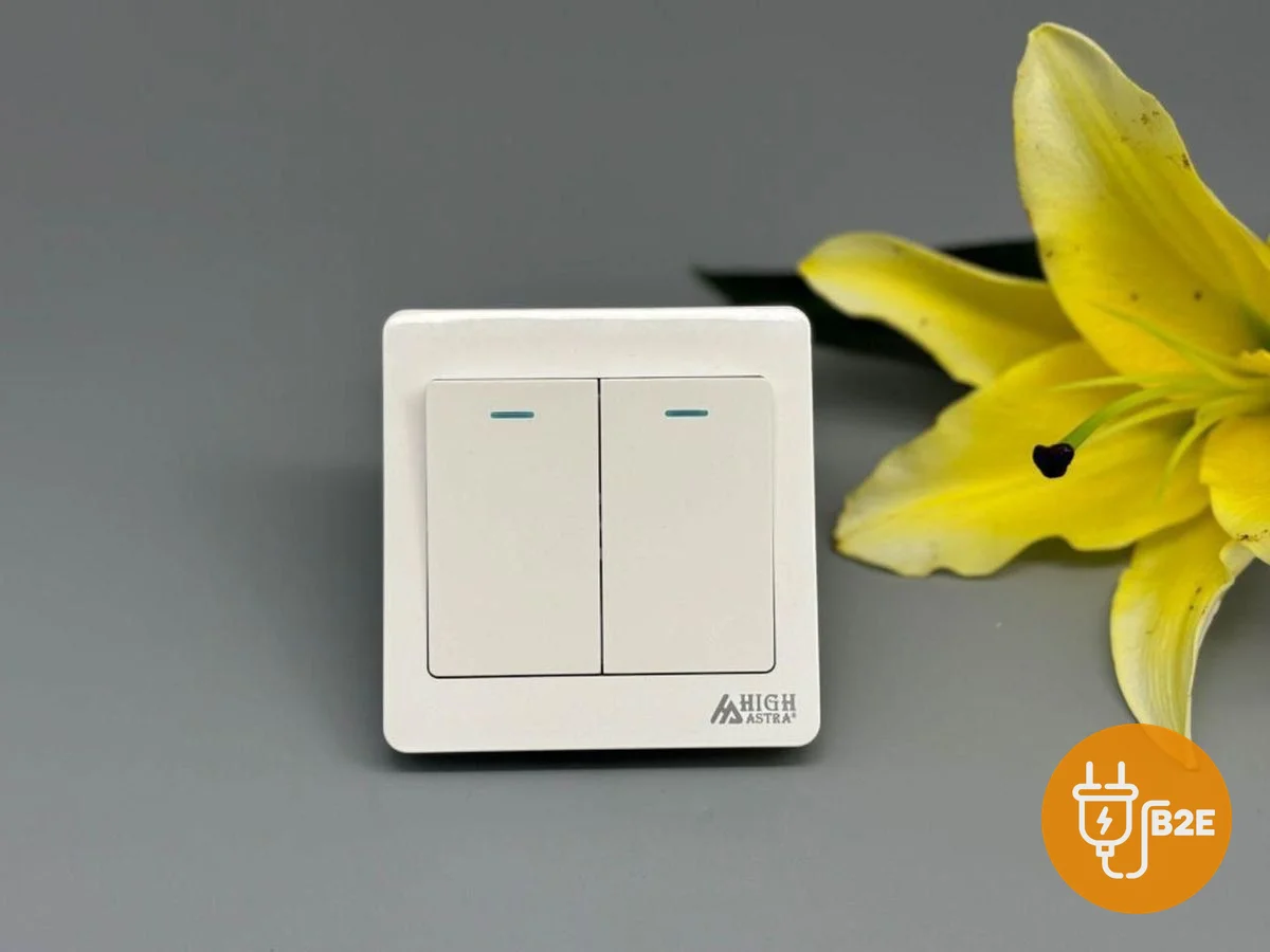 High Astra 2-Gang Switch — Modern White