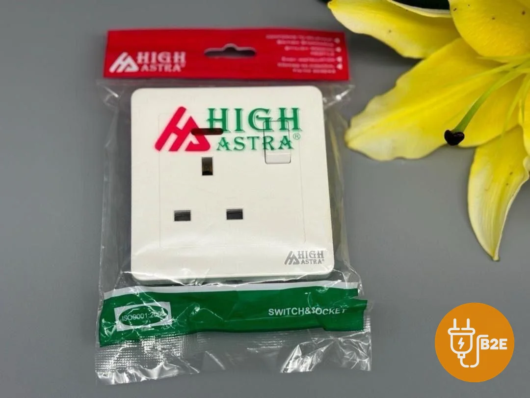 High Astra 13A Single Switched Socket — Modern White