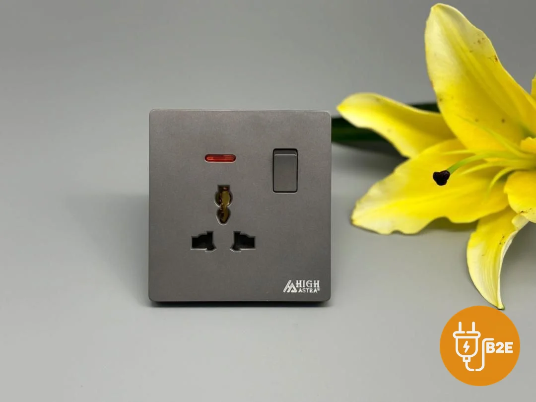 High Astra Universal Single Socket with Neon — Grey