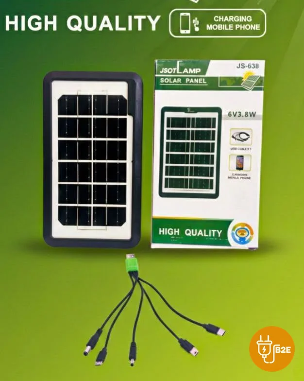 JS-638 Portable Solar Panel Phone Charger (6V 3.8W)