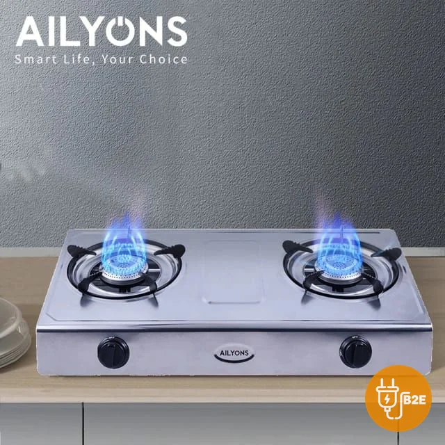 AILYONS 2-Burner Stainless Steel Gas Cooker