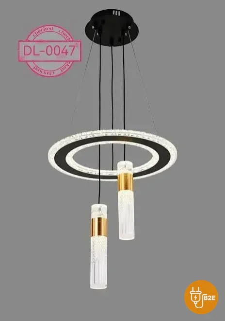 Crystal LED Ring Pendant with Twin Cylinder Drops